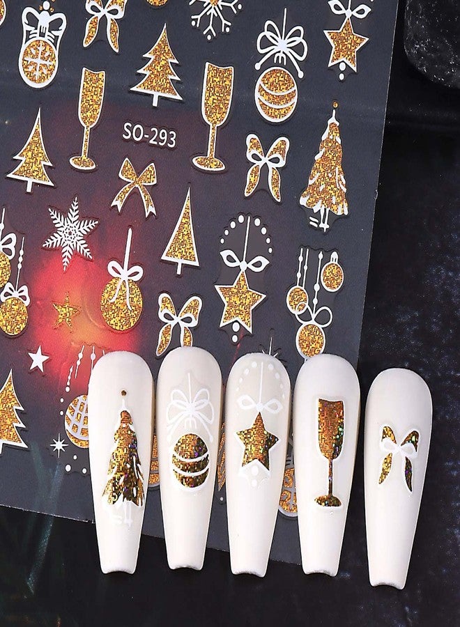 SWEET TREND 9 Sheets Christmas Nail Stickers: 3D Self-Adhesive Xmas Nail Art Decals - Christmas Tree Snowflake Star Reindeer Santa Designs - Holiday Winter Manicure Decorations for Women - Image 5